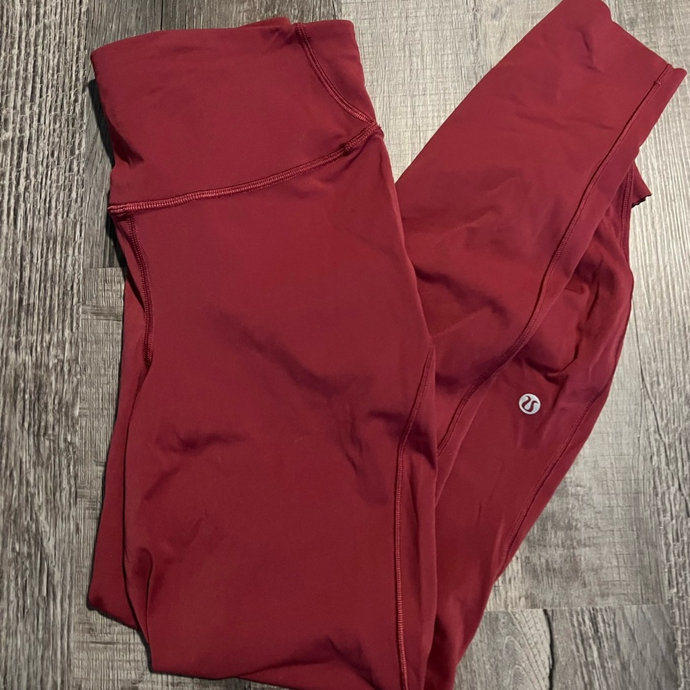 red lululemon leggings, size 6